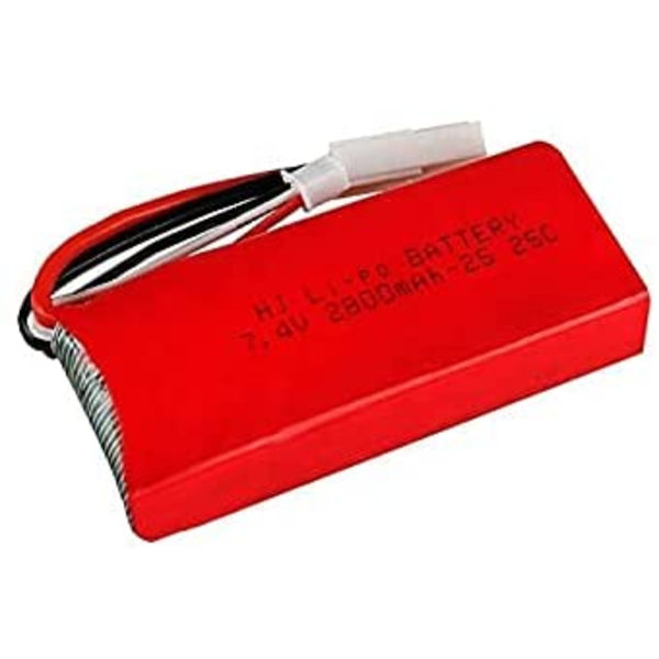 Li-ion akku 7.4V 2800mAH Revell 24128 Maxi FT009:lle | Korkea suorituskyky | Kevyt ja kestävä | Mitat 80x34x19mm-80gr, punainen