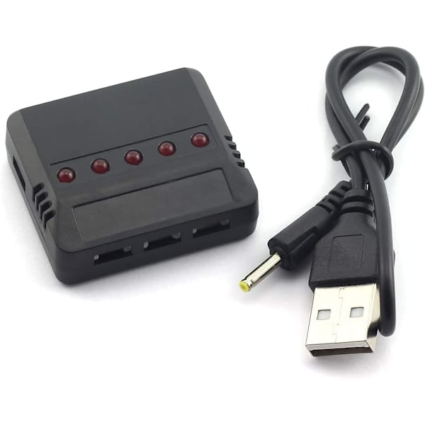 5-in-1 Universaali USB Litium Akun Latauslaite | Hubsan H107D, Syma X5C, RC Helikopter, Quadcopter | Ylikuormitussuoja, Musta, Muovi