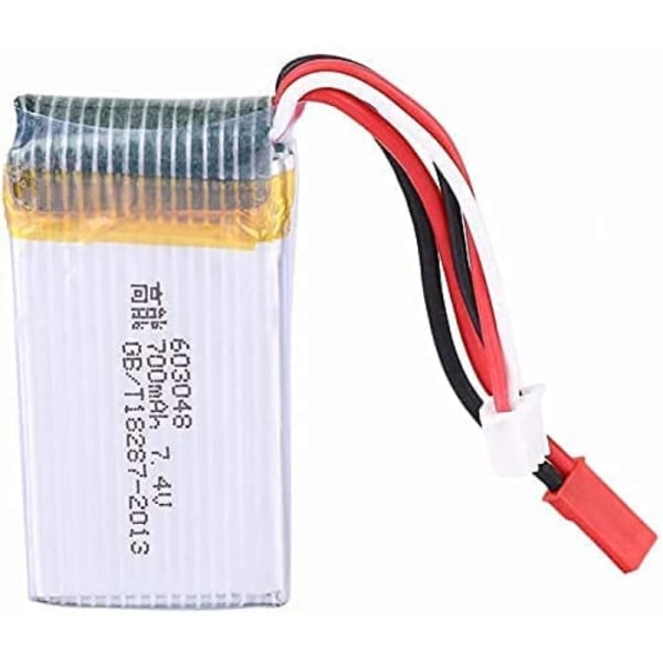 Lipo-batteri 2st 7.4V 700mAh för Rc Drone MJX X600 | Lämplig för MJX X600 drönare, 700mAh 7.4V batterier | Mått 55x30x17mm, vikt 52g, silver