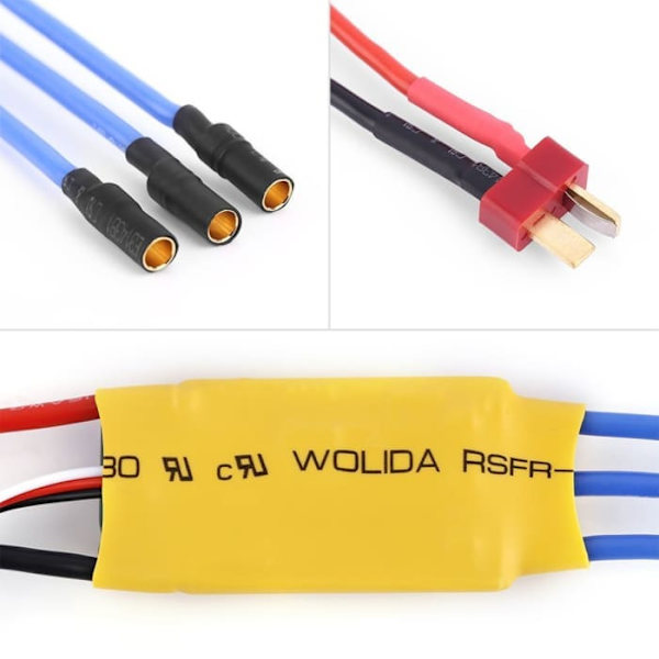 ESC Borstlös 30A hastighetsregulator | Kompatibel med RC-helikopter, Quad-Rotor | Max 210 000 varv/min, UBEC 5V | Gul, Plast