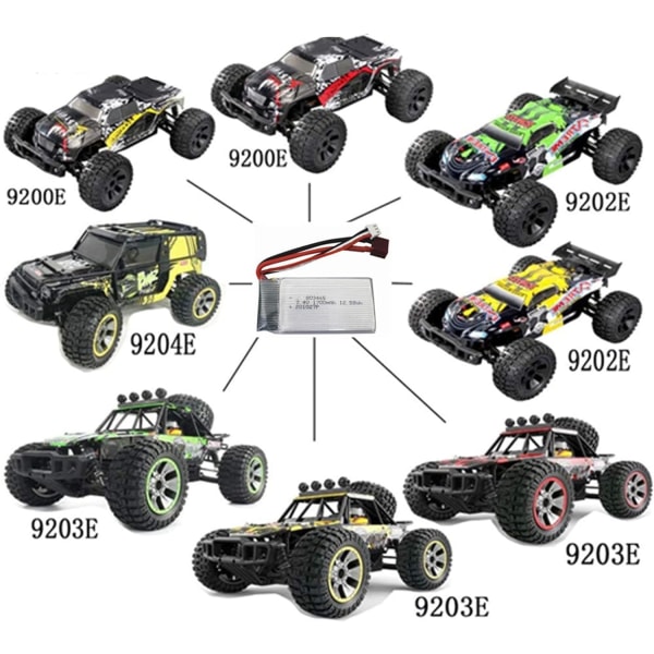 2 st 7.4V 1700mAh litiumbatterier för RC-bil | Universell kompatibilitet 9200/9200E och andra | Optimerad prestanda | Säkerhet och Hållbarhet, Silver