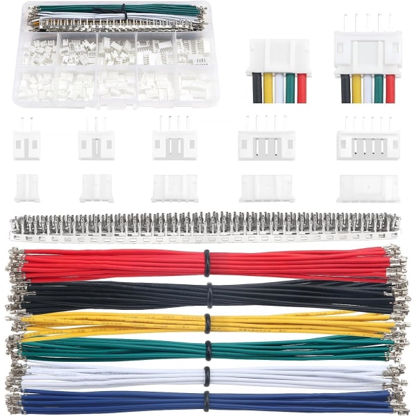 JST-liitinsarja 420 osaa 1,5 mm | Monipuolinen elektroniikkaan, Drone, Radiofly | Uros ja naaras, 26AWG esikutistut kaapelit | Sopii akkukäyttöön