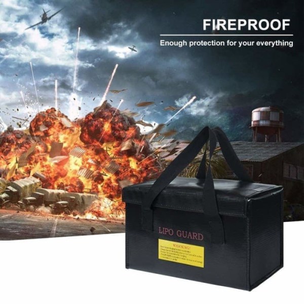 Brandsäker väska Idealisk för laddning av Lipo-batterier Brandsäker Mått cm 26 x 13 x 15 Färg Svart