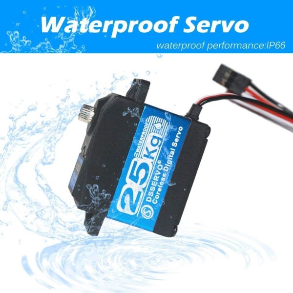 Kärnlös digital servomotor DS3225PRO 7,4V 25KG | 180 graders rotation | Rostfria aluminiumväxlar | för robotik, Baja 1/10 bil, RC lastbil