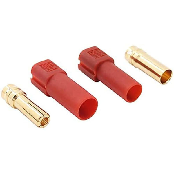 XT150 han-hun kontakter 4 par til Rc Lipo-batterier | Guld Stik 6mm | Kompatibel med 8AWG | Tåler høje temperaturer, Rød, Sort, Plast