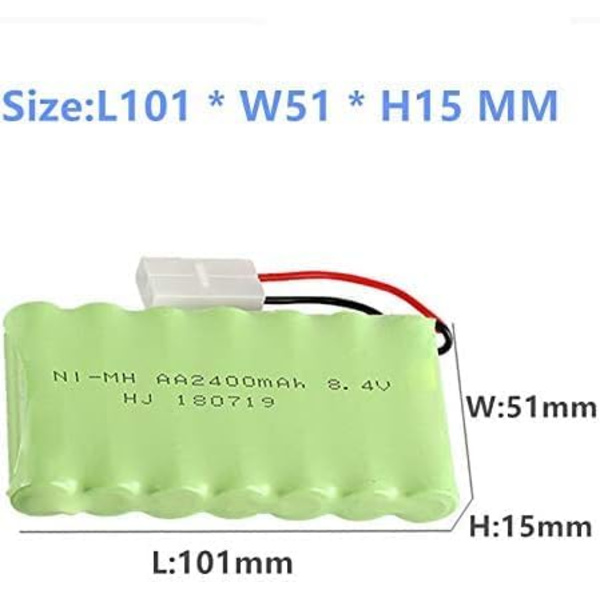 RC-batteri 8.4V 2400mAh, Genopladeligt Ni-MH AA-batteri, med Tamiya-stik, til RC bil, RC båd, RC tank, Elværktøj, Husholdningsapparater