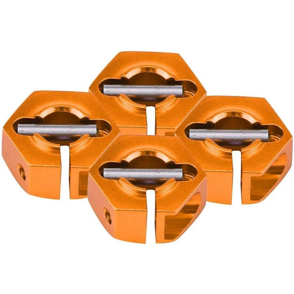 Kuusiokolopyörän navan sovittimet, 12 mm Universaali HSP Sakura 1/10 RC-autoille (4 kpl) (5 mm - oranssi)