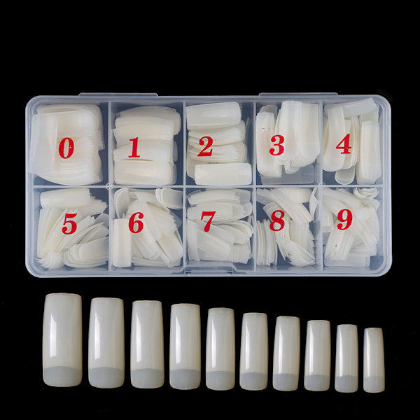 500 stk Eske Nail Tips Manikyr Fransk Semi-Nail Sticky Full Cover Nail Tip Nail Tip Semi-Nail Sticky-Natural Color