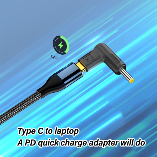 Type C Hona till 5.5x2.5mm DC-adapter Professionell Effektiv 100W PD Snabbladdning USB C till DC Ström Adapter för Laptop