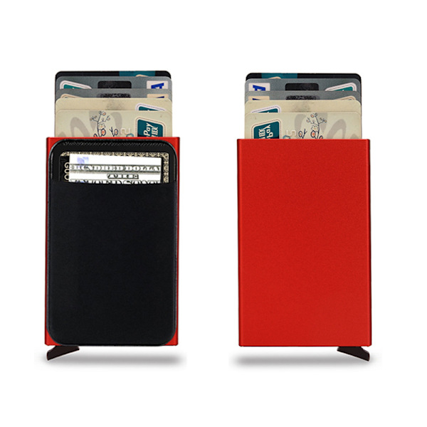 RFID Kortpung Metal Multi-lomme Kortpung Kreditkortboks Automatisk Pop Up red