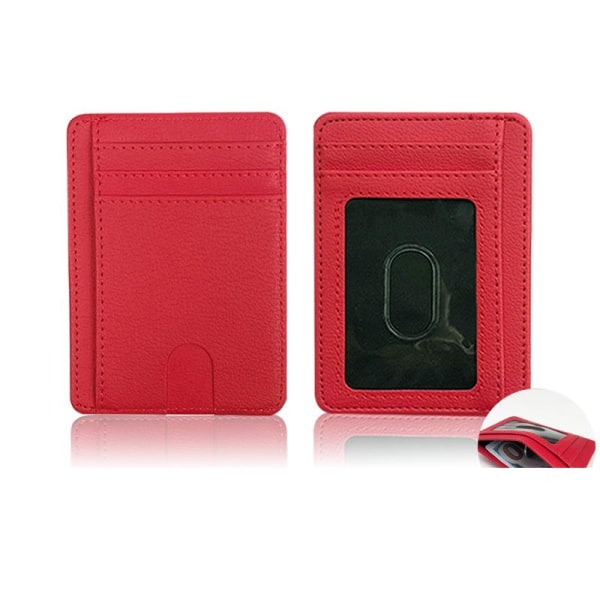 Korthållare för män och kvinnor RFID case mot avmagnetisering Flera kortplatser PU-läder bärbar kortväska Red