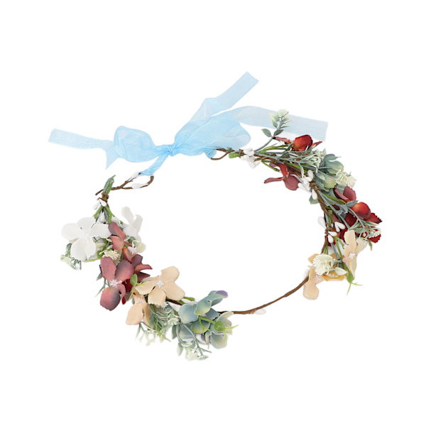 Kunstig blomsterkrans pannebånd Kvinner Utsøkt Elegant Hårkrans for Bryllup Fest (Oransje)