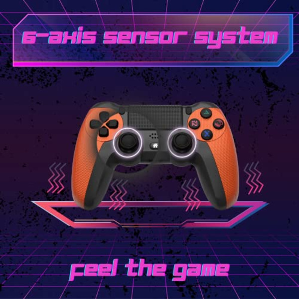 NK Trådløs Controller til PS4/PS3/PC/Mobil, 6-akset Detektorfunktion, LED-lys, Touchscreen orange