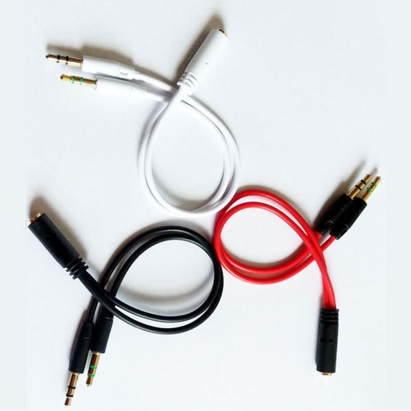 Delare för hörlurar till dator 3,5 mm hona till 2 hanar hörlurar mikrofon ljud Y-delare kabel