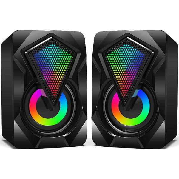Datorhögtalare för PC färgglad LED belysning svart