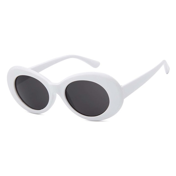 Hvide Store Runde Retro Solbriller Sort Glas