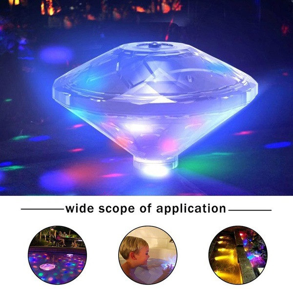 LED diamant vandtæt badeværelseslampe, fisketank springvand undervandsdykkerlampe colorful
