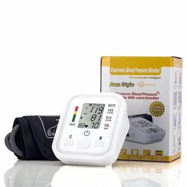 Arm type elektronisk blodtryksmåler, husholdningselektronisk blodtryksmåler, fuldautomatisk arm type blodtryksmåler= Voice version