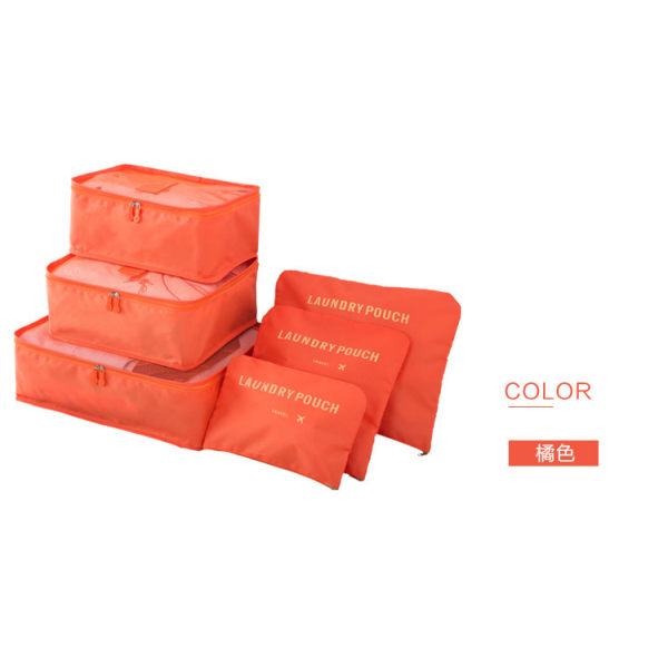 Square Oxford kangas matkavaatteiden säilytyspussi organisaation kuusiosainen set säilytyspussi Orange color