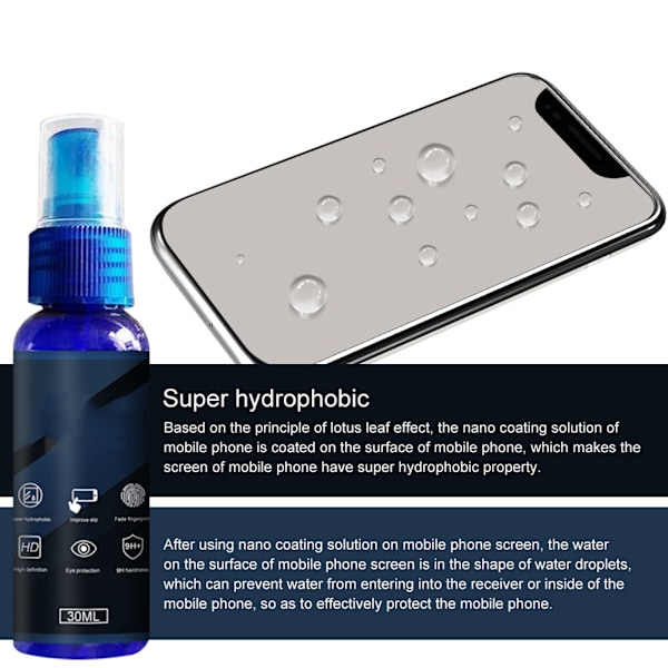 Nano-vätskebeläggningsspray för mobiltelefonskärm 9H hårdhet Repskyddande vätskebeläggningsspray