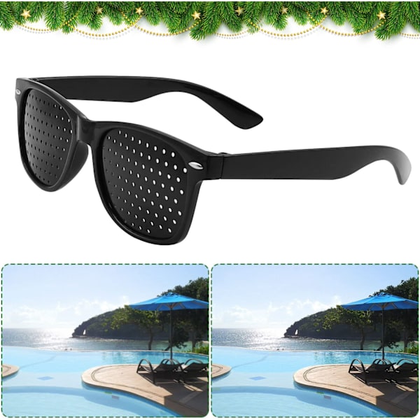 2-pack Pinhole-glasögon för förbättrad syn, svart unisex