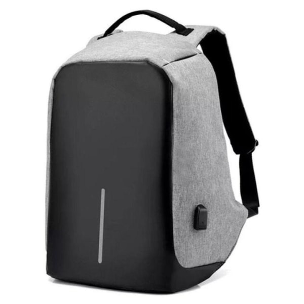 Burglar-proof backpack with USB port, grey/black