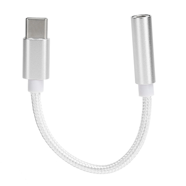 Typ C till 3,5 mm Aux Ljudadapter Flätad Ljudheadset Adapter för Letv / Xiaomi Vit