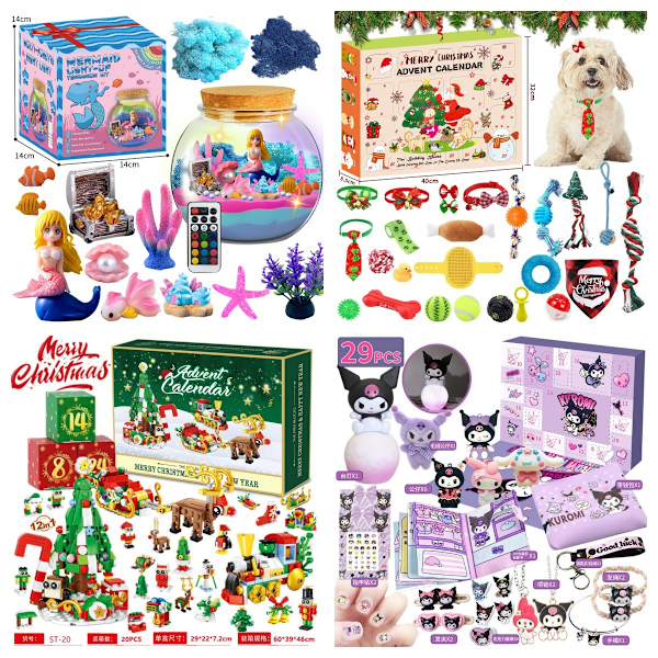 Juleteller Blind Box Barn Unicorn Liten Gul And Building Blocks Sanrio dinosaur