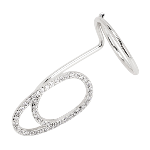 Fingernagelringar Kvinnor Strass Utsökt Moderiktig Fingernagelöverdrag Ring Nagelkonst Dekoration Silver