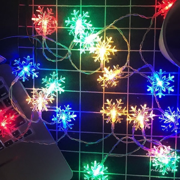 Julfestival Ins Dekorativa Ljus Led Snowflake Belysningskedja Romantisk Batterilåda Warm White 1.5 M 10led (Battery)
