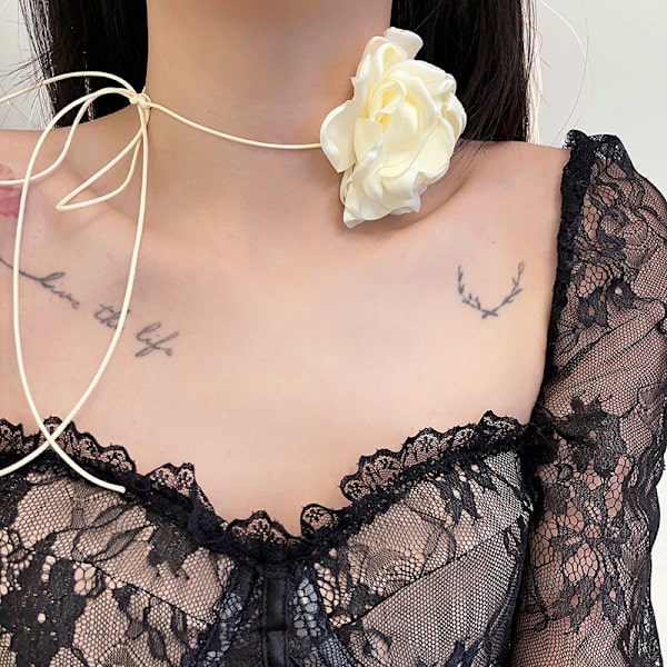 Blomsterkjede Retro Stilig Stor Blomsterkrage Klassisk Stil Black