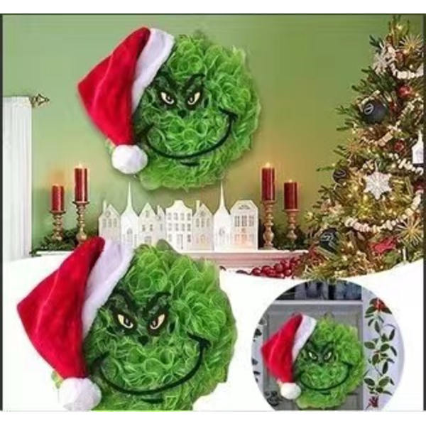 Julegrinch Dørkrans Julekrans Grinch Dørkrans Dekoration 1