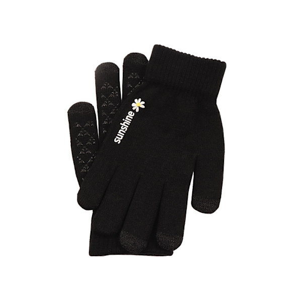 Varmfodrade touch-handskar med fleecefoder Grå/svart/rosa (onesize) Black