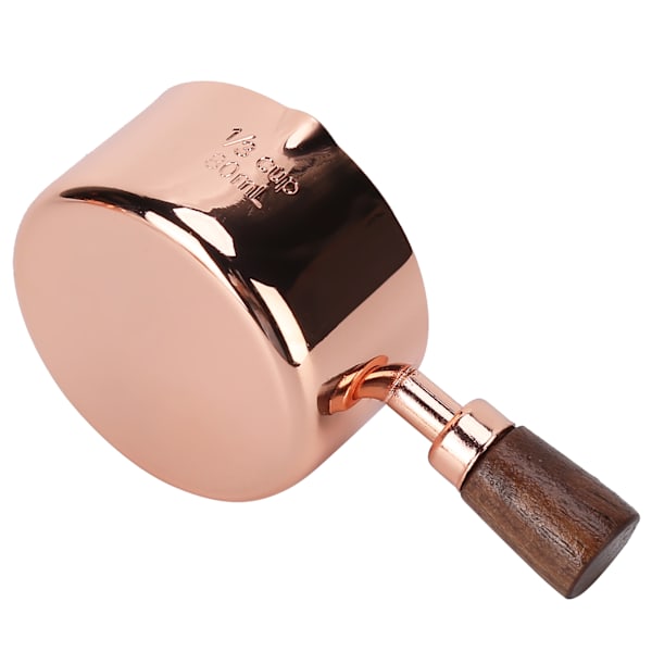 Sauspanne med trehåndtak i roségull, rustfritt stål, for matlaging, kjøkkenutstyr, 1/3 kopp