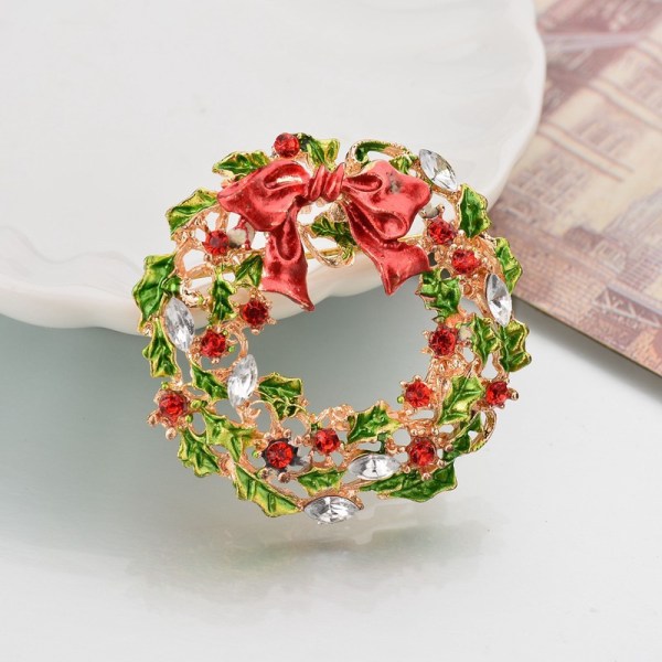 Christmas Garland Brooch Corsage Santa Claus Christmas Tree Brooch Wreath