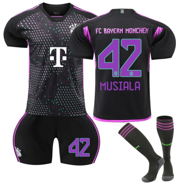 2023-2024 Bayern München Bortefotballskjorte for barn nr. 42 Musiala 22