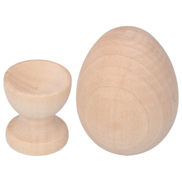 Umalt trepåskeegg - Kunstig treegg med eggekoppholder for DIY-dekorering - Håndverk - Burlywood eggform
