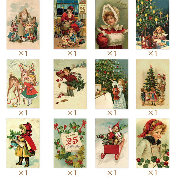 Ny jul glædelig jul pige Elk 12PCs Retro postkort dekoration 12pcs/Set