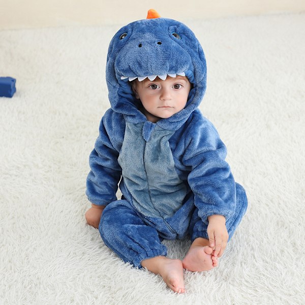 Flannels Pyjamas til Børn - Dyre Jumpsuit Blue unicorn dragon M（70-80cm）