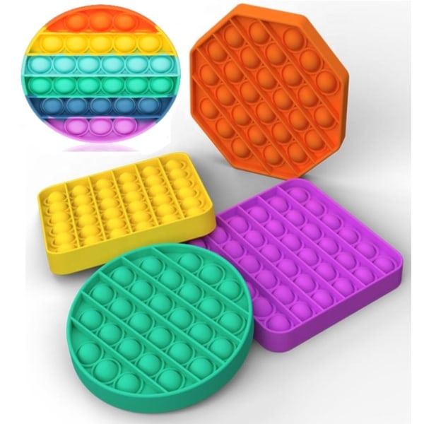 Pop It Fidget Leke - Flere Farger & Modeller! Regnbue