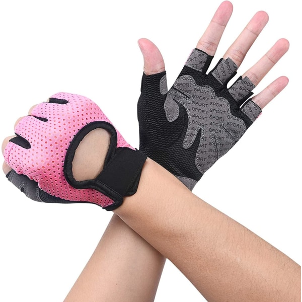 Fitness handskar halvfinger andas gym sport halkfria S pink