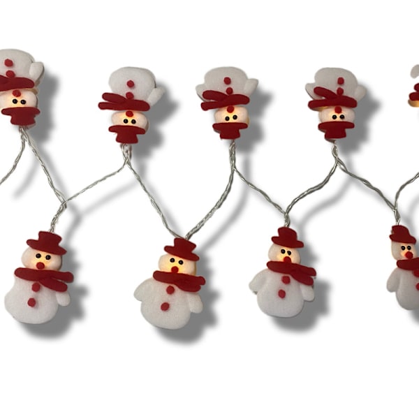 LED-belyst tomtehuvud med älg, juldekoration, kreativa små färgade lampor Snowman 3 M 20 led Battery