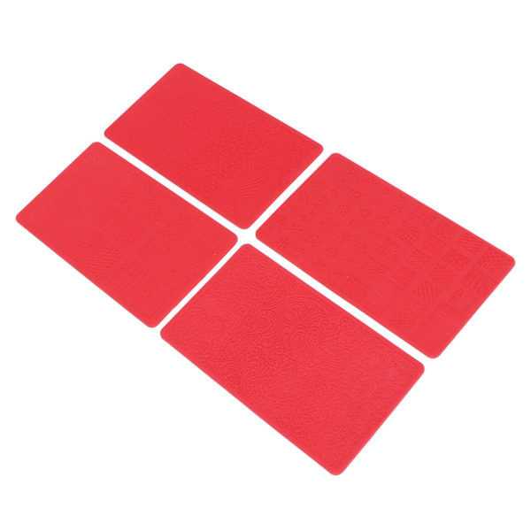 4 stk 3D Relief Negletrykk Mal Salon DIY Myk Silikon Negleutskjæringssjablong Mold Neglekunstverktøy