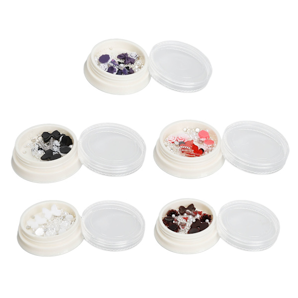 5 Æsker Blomster Sommerfugl 3D Neglekunst Charms Skinnende Dekorative Manicure Charms med Kunstige Perler