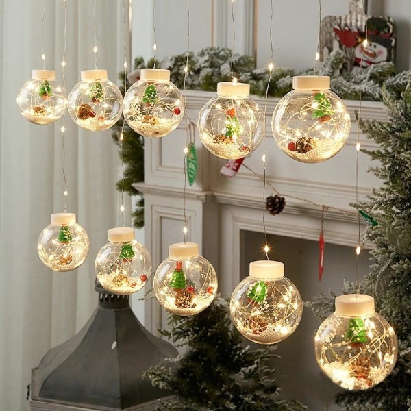 LED Christmas Wish Orbs romantisk semester Dekorativt ljus sovrum shoppingfönster Santa Claus-[Warm Color]] 3 M-30led