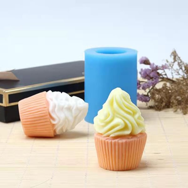 3D Cup Cake Silikon Form Glasformar DIY Aromather Blue