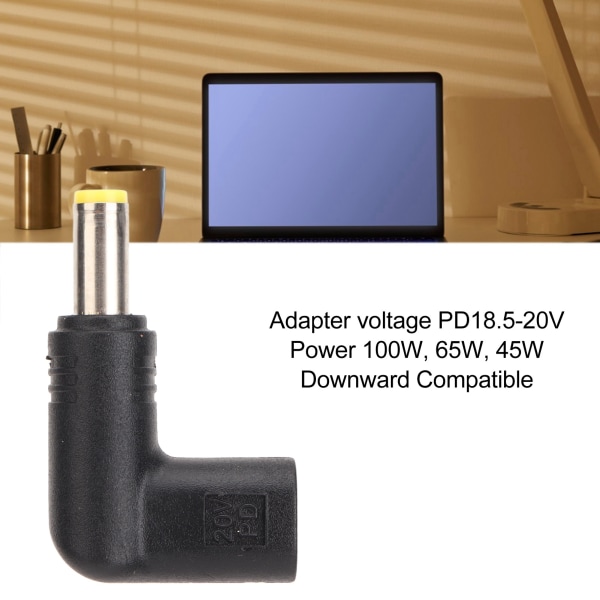 100W PD USB 3.1 Typ C Hon USB C till DC 18.5‑20V 5.5x1.7mm Adapter PD Emulator Trigger 90 Grader Vinklad