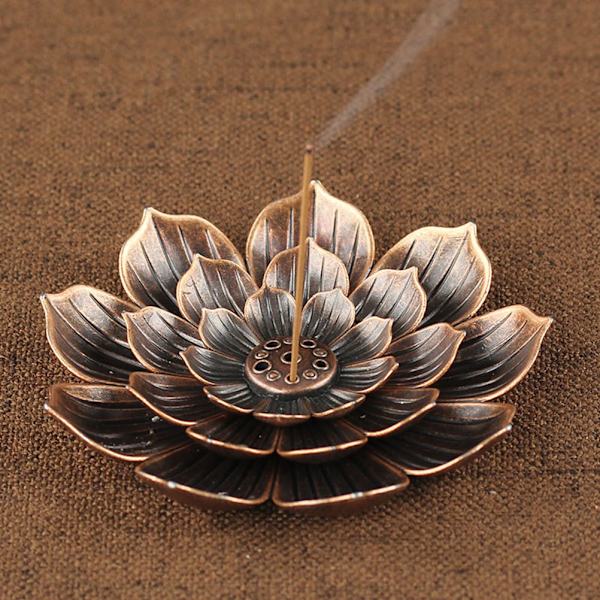 Lotus Røkelseholder i Sinklegering med Flere Hull, Røkelseplate for Pinner, Askefanger