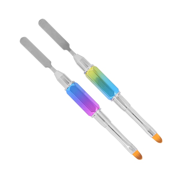 2 stk Dobbeltsidede UV Gel Pensler Picker Rustfrit Stål Bærbar Neglebørster Manicure Værktøj