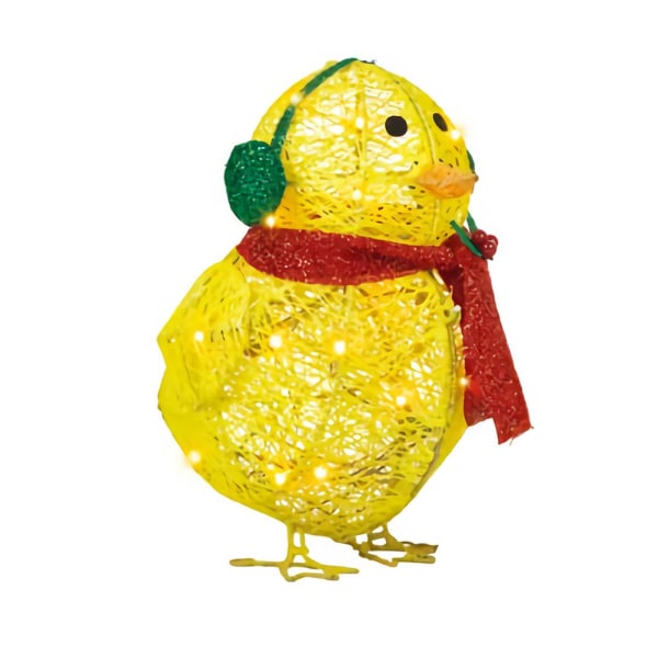 Kylling med halstørklæde dekorationslys Gul kylling Flad haveskulptur Kyllingepynt til græsplæne Juleferiedekorationer